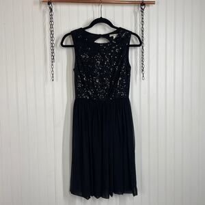 Max and Cleo Women’s Black Sequins Back Cut Out Party Cocktail Dress 4